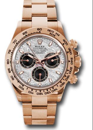 Replica Rolex Everose Gold Cosmograph Daytona 40 Watch 116505 Meteorite and Black Dial Oyster Bracelet